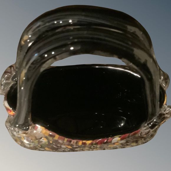 Art Nouveau Deco Glass Hand Bag Purse Vase Hand Blown Murano Style Large - Picture 4 of 5